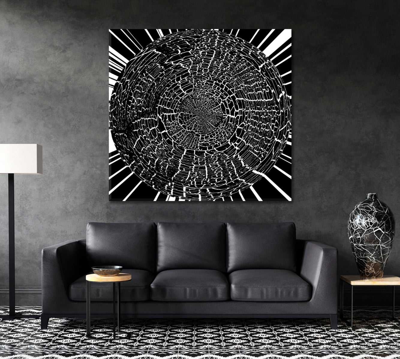 BLACK WHITE Futuristic Psychedelic Hypnotic Grunge Abstract Poster Contemporary Art Artesty   