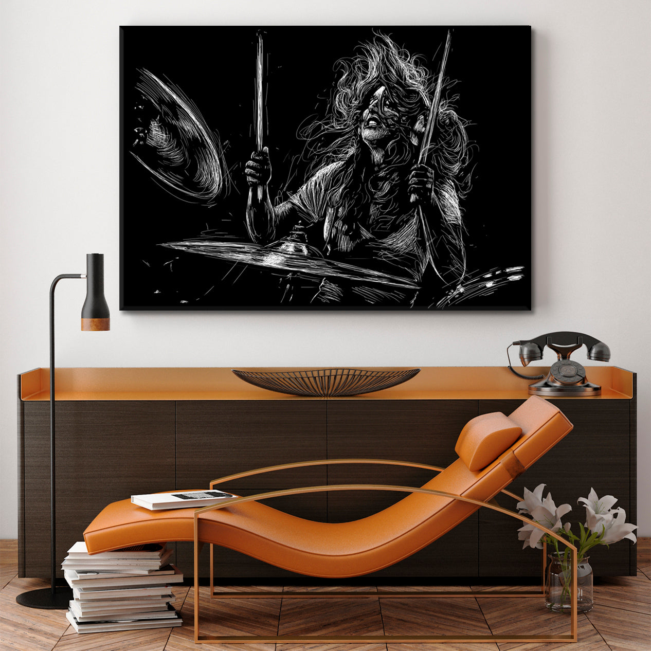 MUSIC SOUNDS Musician with Drums Rock Drummer Player Music Poster Music Wall Panels Artesty   