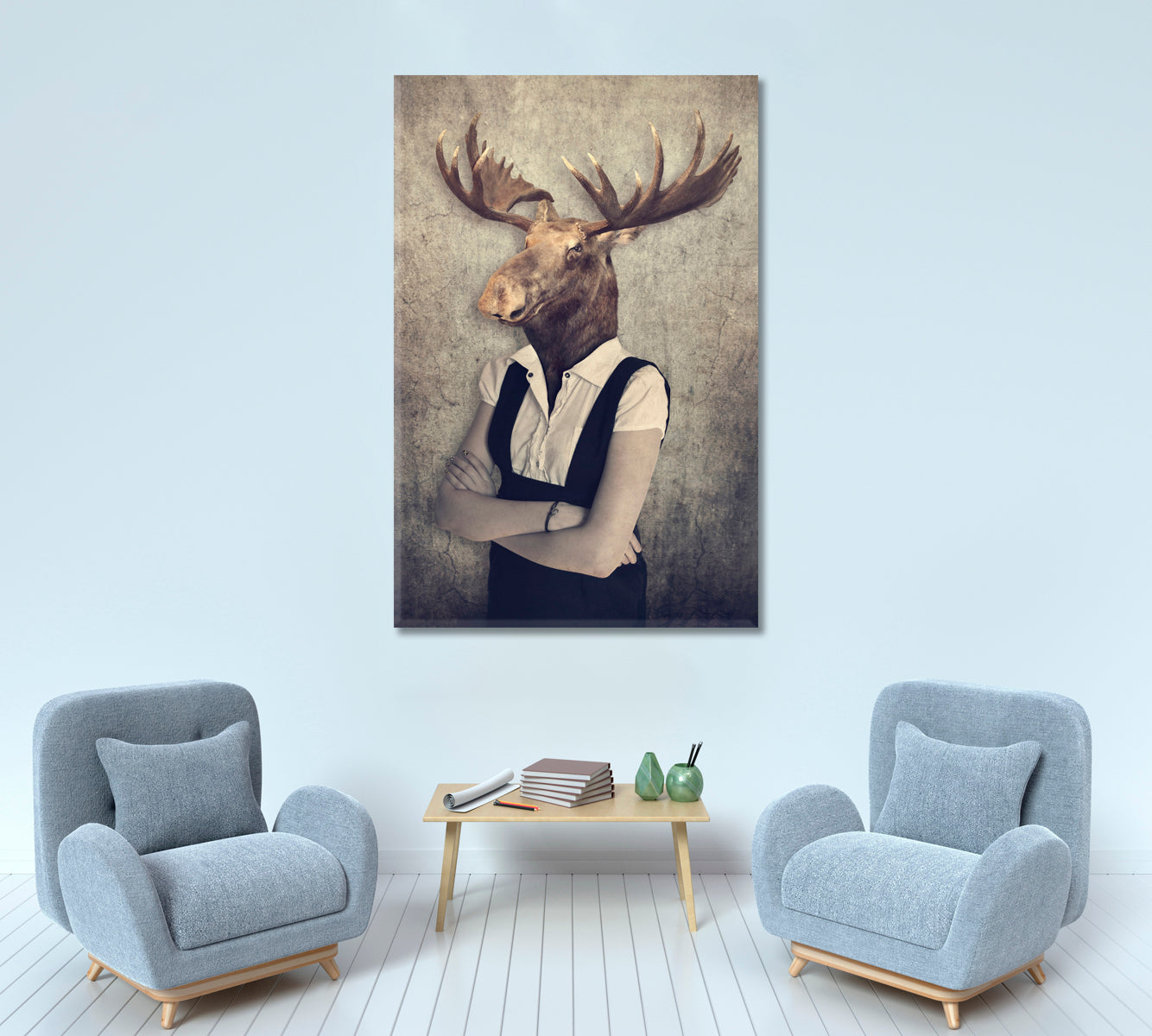 STYLISH HIPSTER ANIMALS Vintage Style Poster Office Wall Art Canvas Print Artesty   