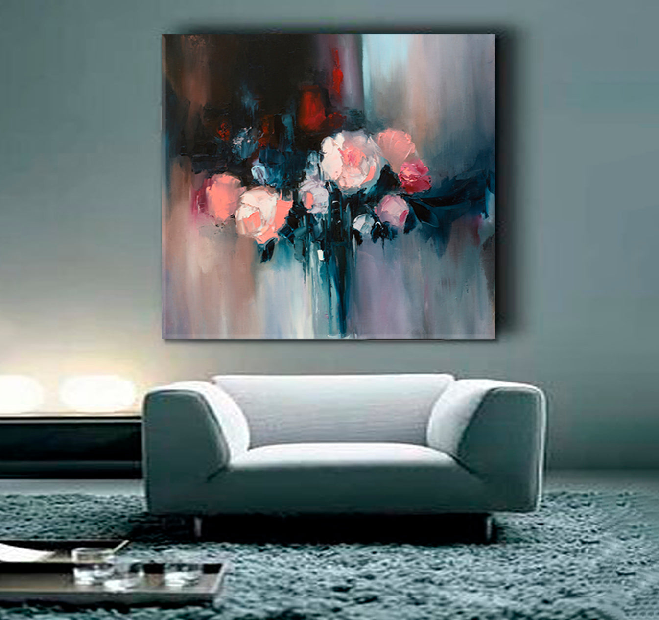 BOUQUET Colorful Flowers Floral Abstraction - Square Panel Fine Art Artesty   