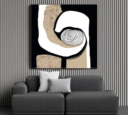 SPIRAL Beige White Black Tones Abstract Modern Minimalism Abstract Art Print Artesty   