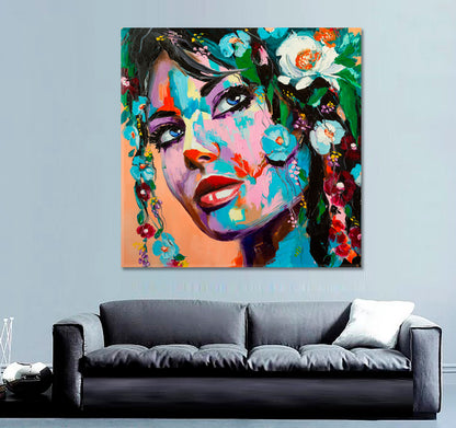 LADY OF THE FLOWERS Beautiful Fantasy Woman Stunning Contemporary Art - Square Panel Fine Art Artesty   