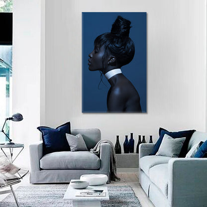 BLUE THOUGHTS Beautiful African American Woman Black Girl - V African Style Canvas Print Artesty   