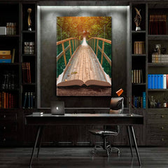 MAJESTIC LANDSCAPE Suspension Bridge Misty Forest | Vertical Scenery Landscape Fine Art Print Artesty   