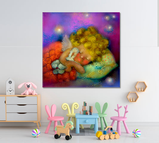 Sweet Little Angel Sleeping at Night KIDS ROOM NURSERY | S Kids Room Canvas Art Print Artesty   