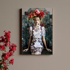 Flower Crown |  Beauty Salon Concept Woman Fashion Hair Design Canvas Print -  Vertical Fashion Canvas Print Artesty   