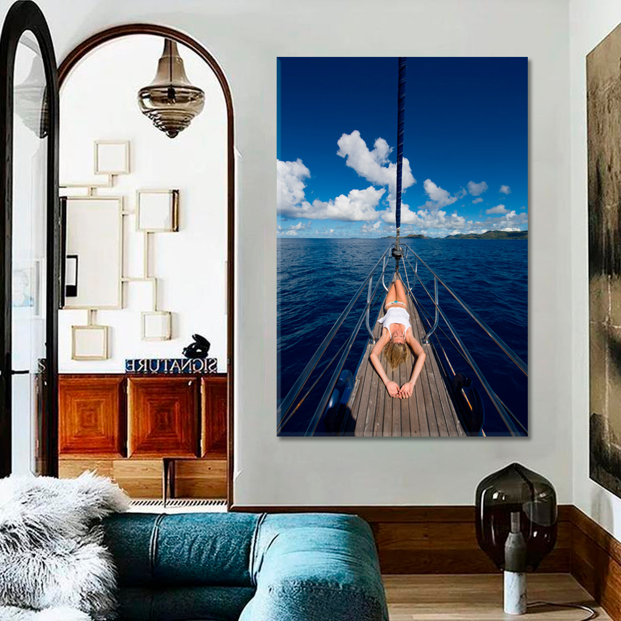 ADVENTURE Ocean Prow Sailing Ship Traveling Around Ink Canvas Print Artesty   