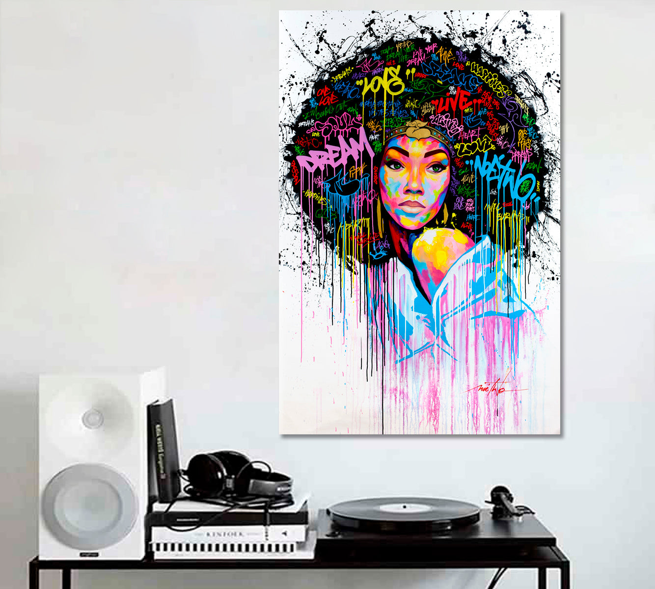 AFRICAN Beautiful Woman Pretty Woman Abstract Art Graffiti Style - Vertical Contemporary Art Artesty   