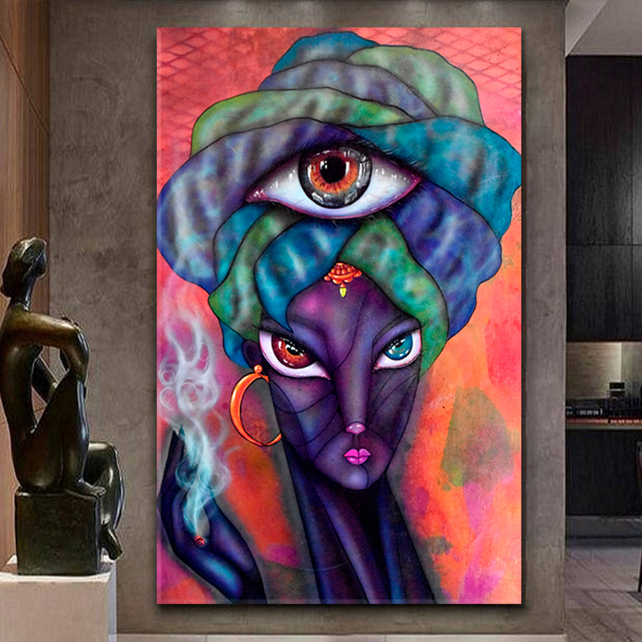 MIND'S EYE Mystical Esoteric Third Eye Inner Eye Abstract Cubism Cubist Trendy Large Art Print Artesty   
