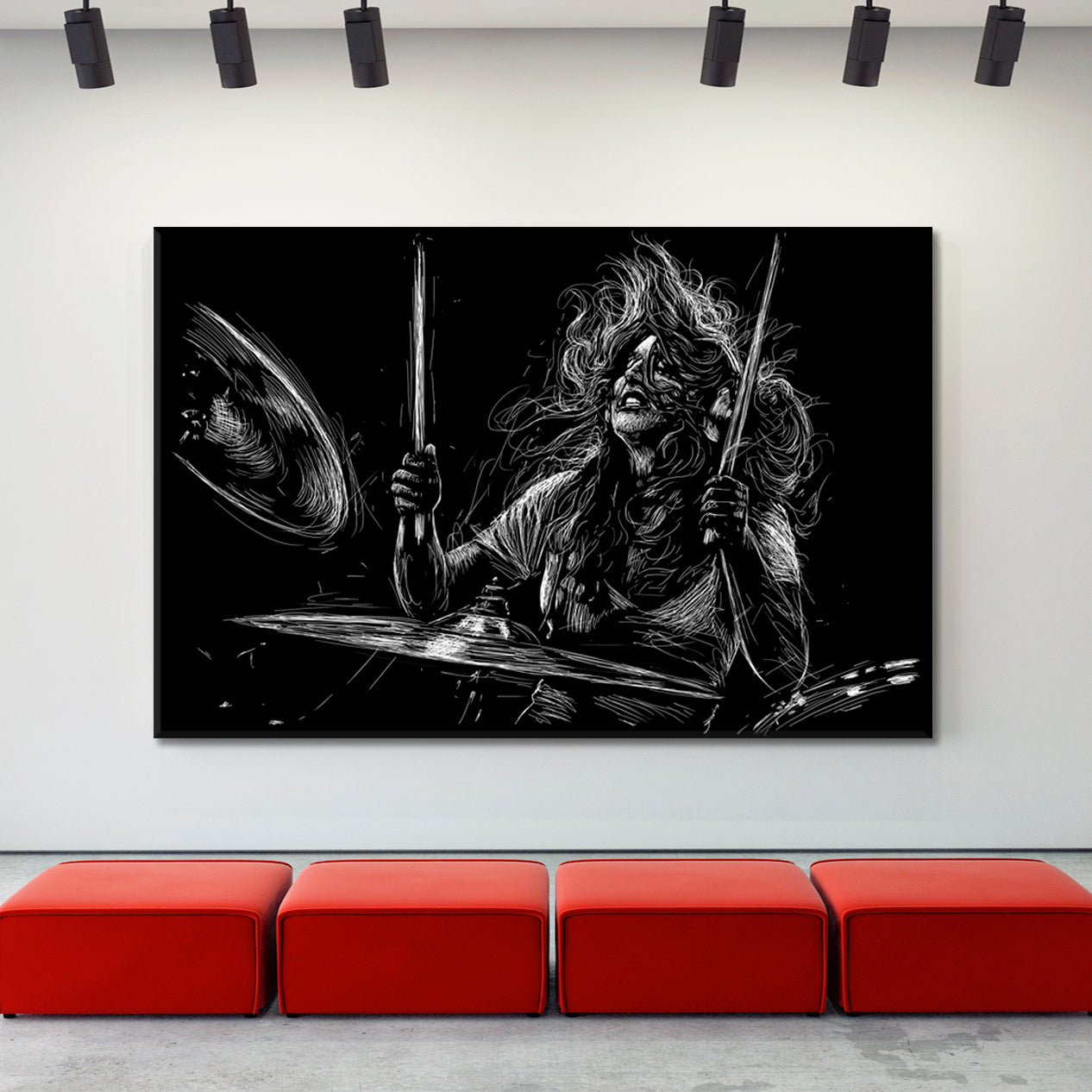 MUSIC SOUNDS Musician with Drums Rock Drummer Player Music Poster Music Wall Panels Artesty   