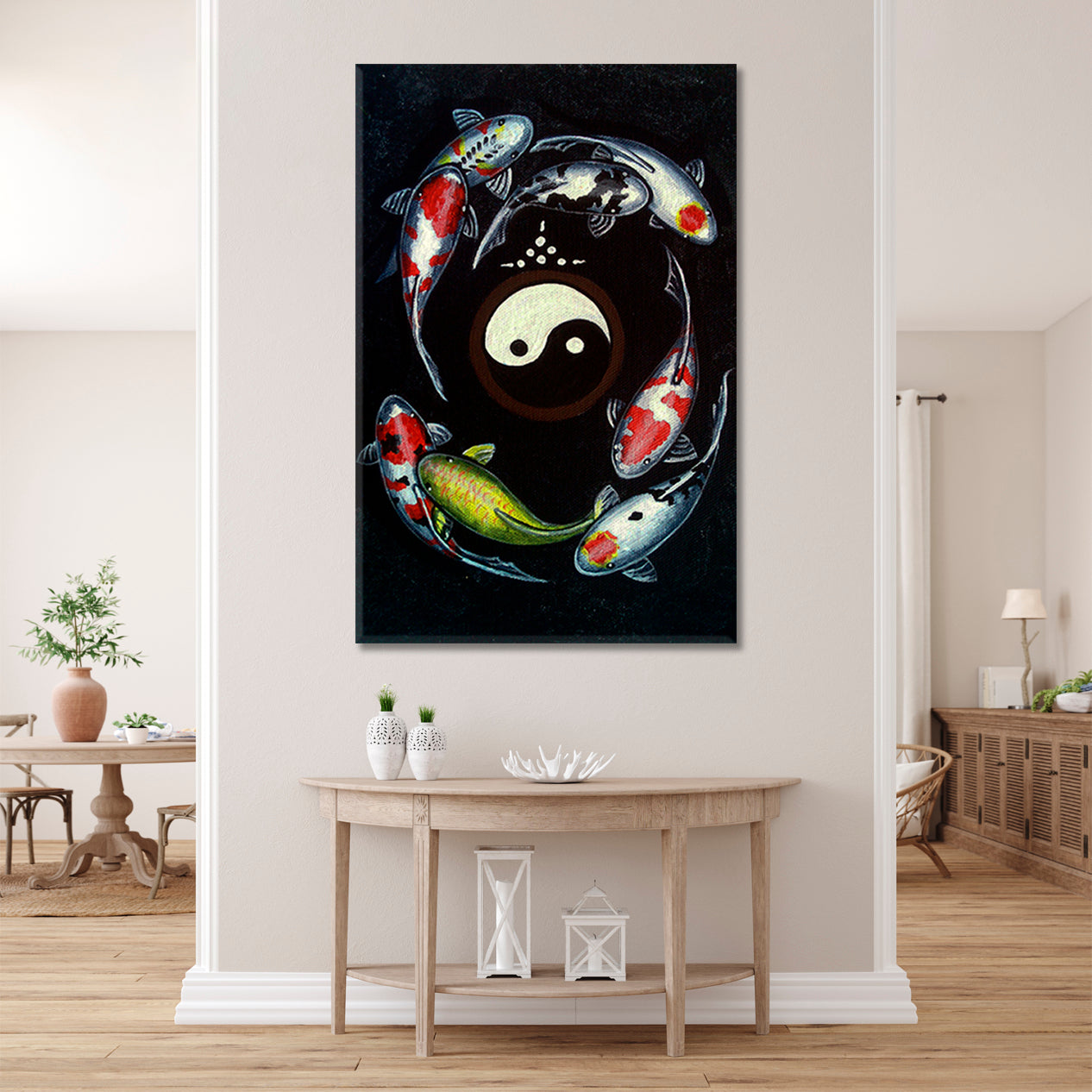 Koi Fish Yin Yang Art Painting Asian Style Canvas Print Wall Art Artesty   
