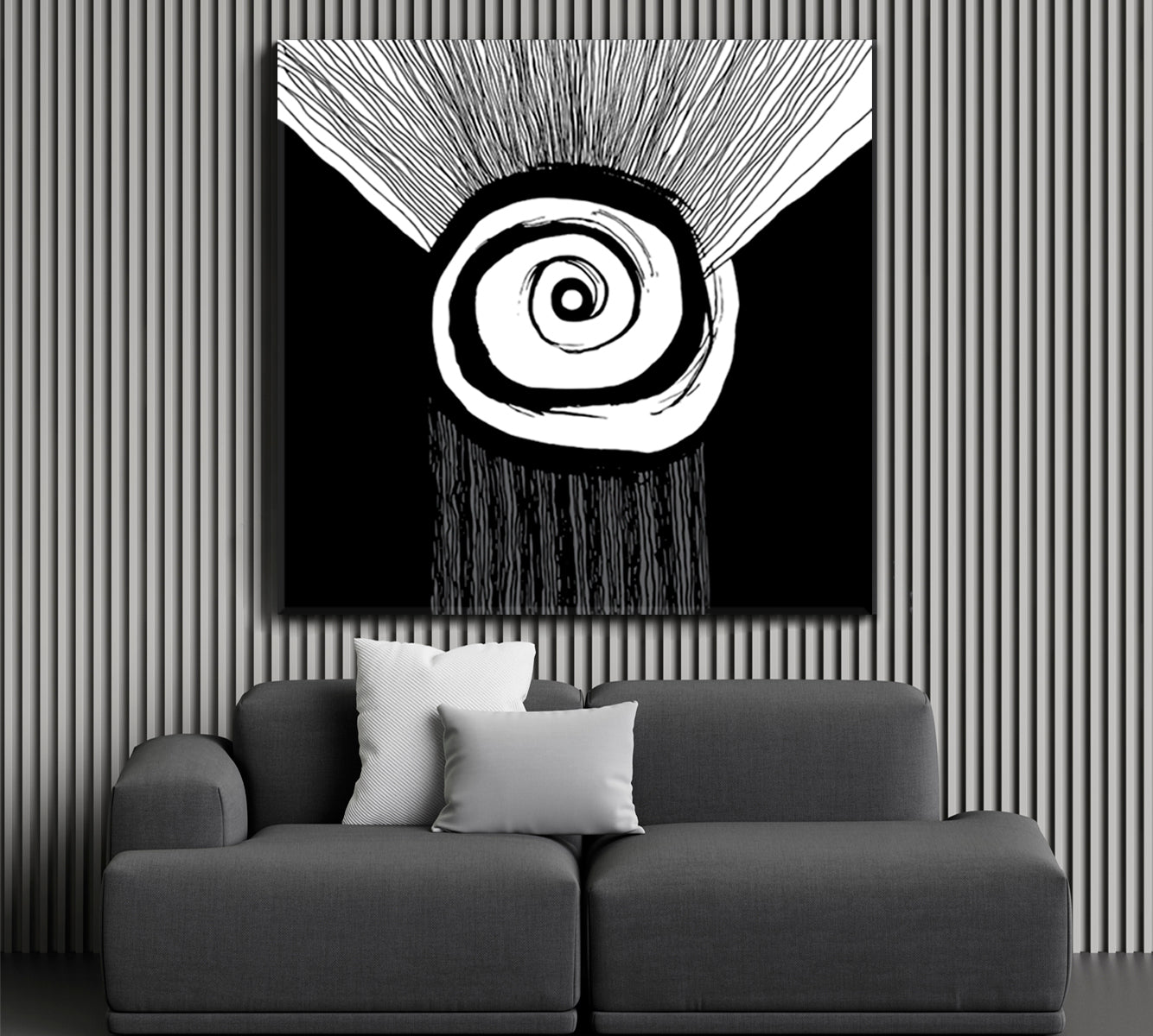 Modern Simple Abstract Black White Circle Swirl Brushstroke Painting Contemporary Art Artesty   