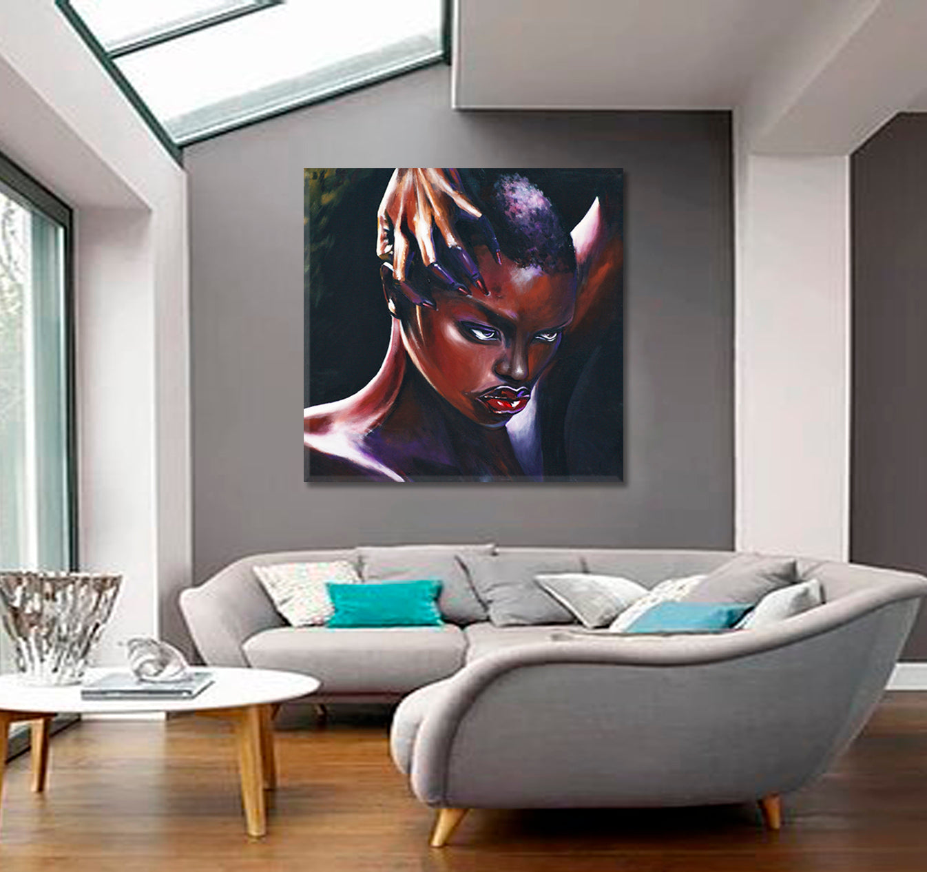HOT CHOCOLATE Amazing Beautiful African Women Afrocentric Art Canvas Print | Square Panel African Style Canvas Print Artesty   