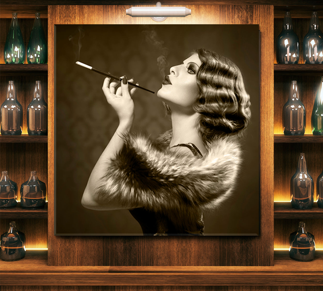 RETRO Hairstyle Lady Vintage Style Beautiful Woman Smoking Mouthpiece | S Beauty Salon Artwork Prints Artesty   