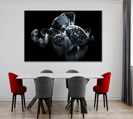 Beautiful Luxury Diamonds On Black Artwork Black and White Wall Art Print Artesty   