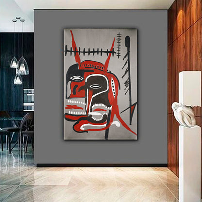 BASQUIAT STYLE HEADS Basquiat Sculs Canvas Print Wall Art - Vertical Contemporary Art Artesty   