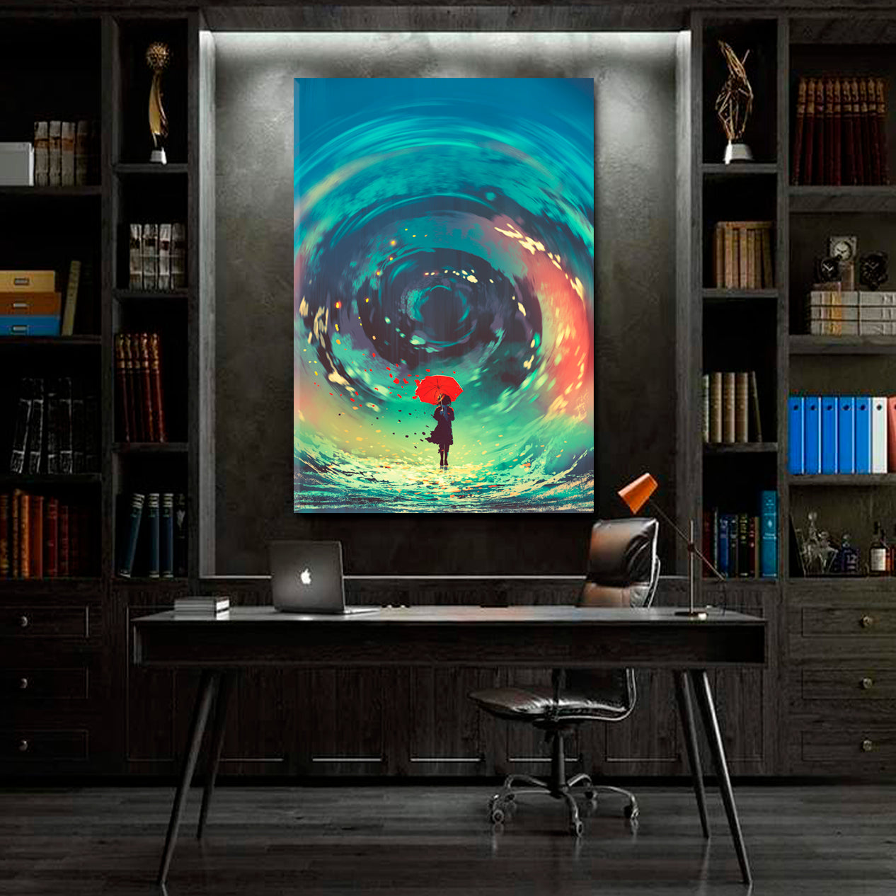 IMAGINATION Surreal Whirlpool Girl Red Umbrella Swirling Sky Fantasy Surreal Fantasy Large Art Print Décor Artesty   