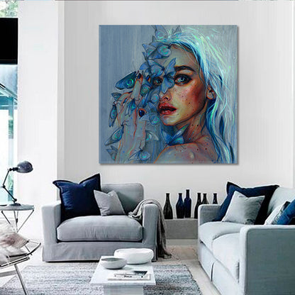 BLUE DREAM Refined Art Beautiful Girl Contemporary Fantasy - S Fine Art Artesty   