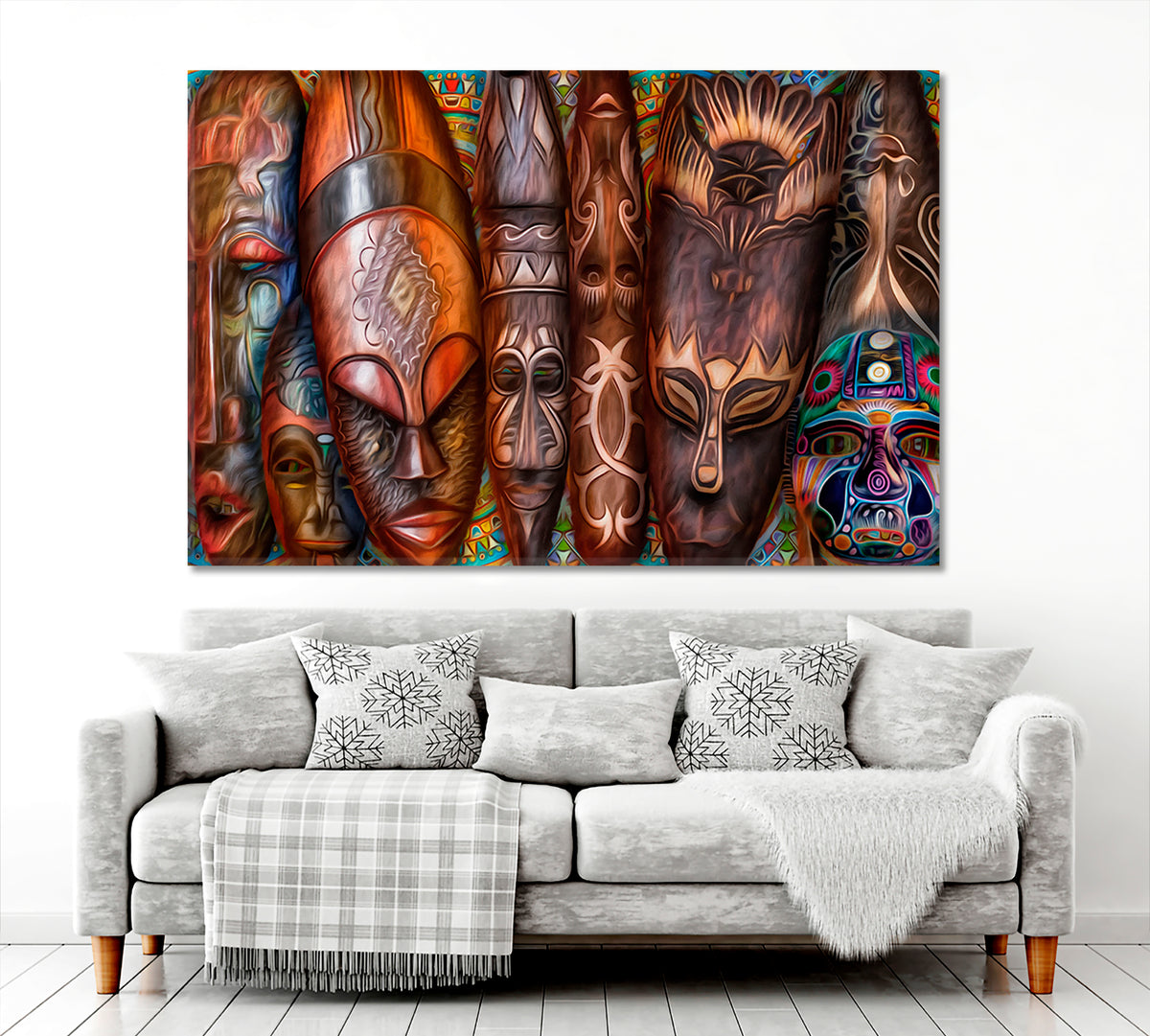 African Abstract Masks Abstract Art Print Artesty 1 panel 24" x 16" 