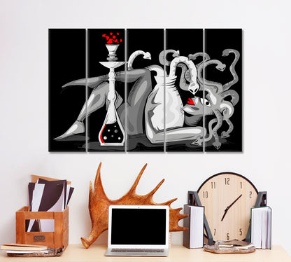 Abstract Woman Snake Head With Hookah Modern Artwork Abstract Art Print Artesty   