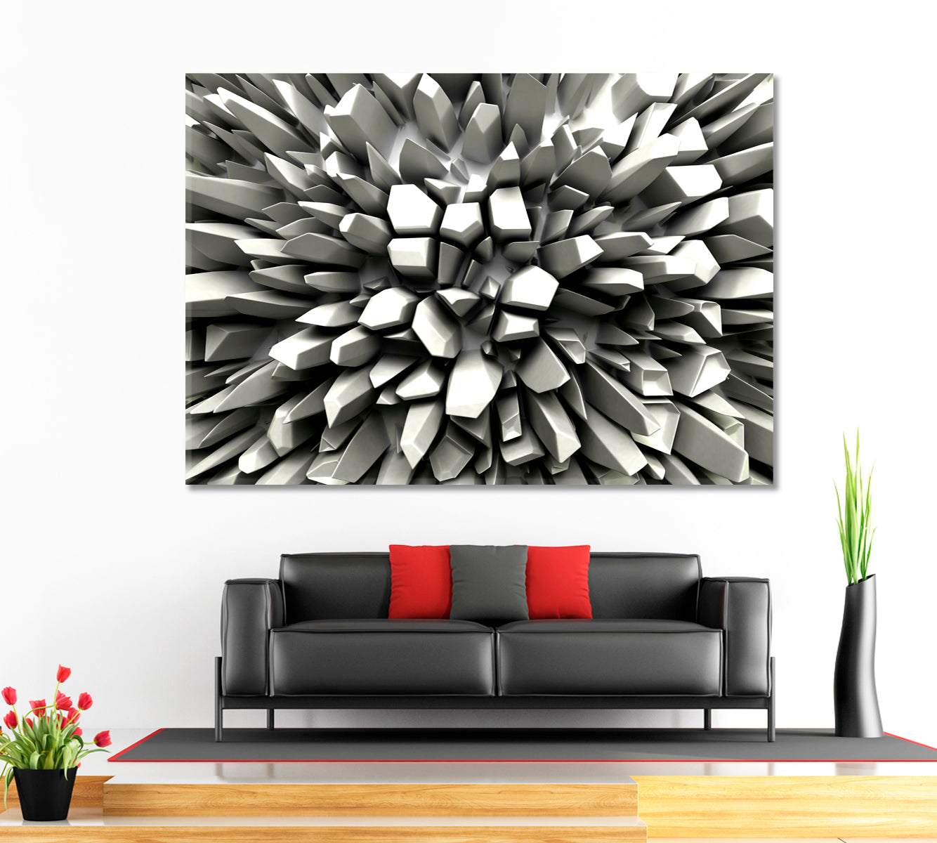 Abstract Three-dimension Crystallized Rays 3D Effect Shapes Poster Abstract Art Print Artesty   