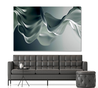 FLUTTERING SILK TRAIN Gray Luxury Elegant Fluid Splash 3d Effect Abstract Art Print Artesty   