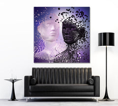 LOVE STORY Beautiful Sculpture Young Couple Yin Yang Poster Contemporary Art Artesty 1 Panel 12"x12" 