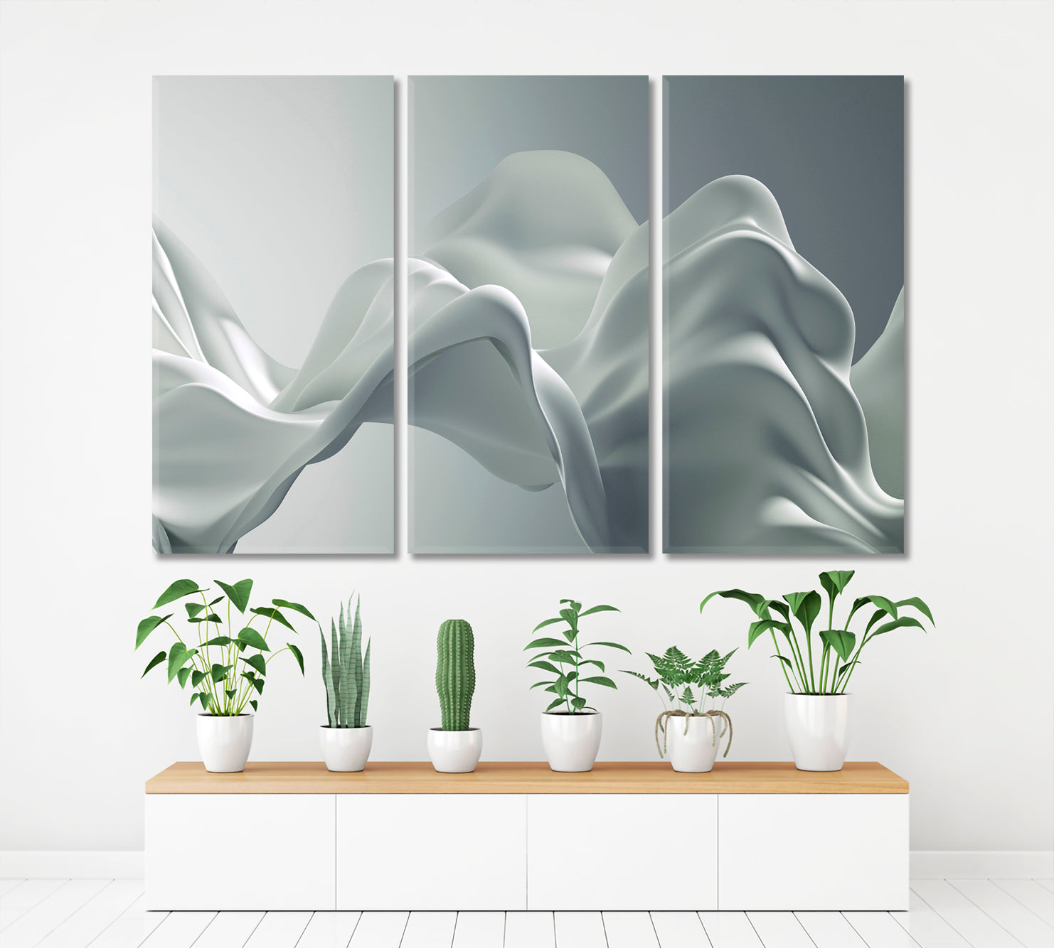 SILK Light Gray Beautiful Luxury Elegant Splash 3d Effect Poster Abstract Art Print Artesty 3 panels 36" x 24" 
