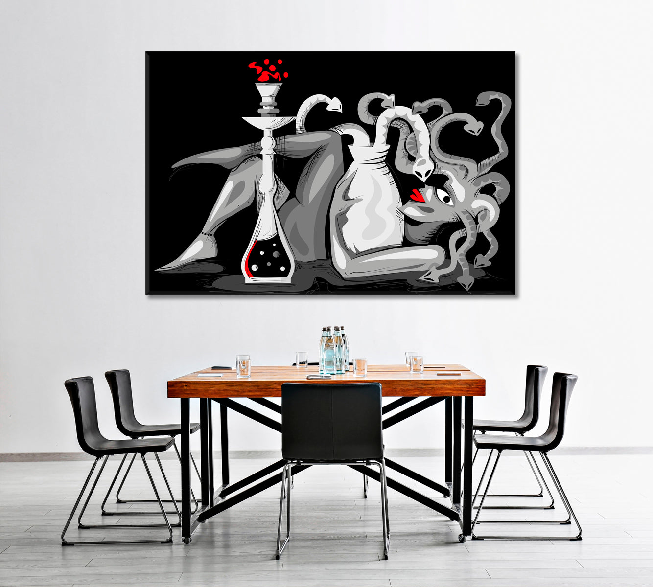 Abstract Woman Snake Head With Hookah Modern Artwork Abstract Art Print Artesty   