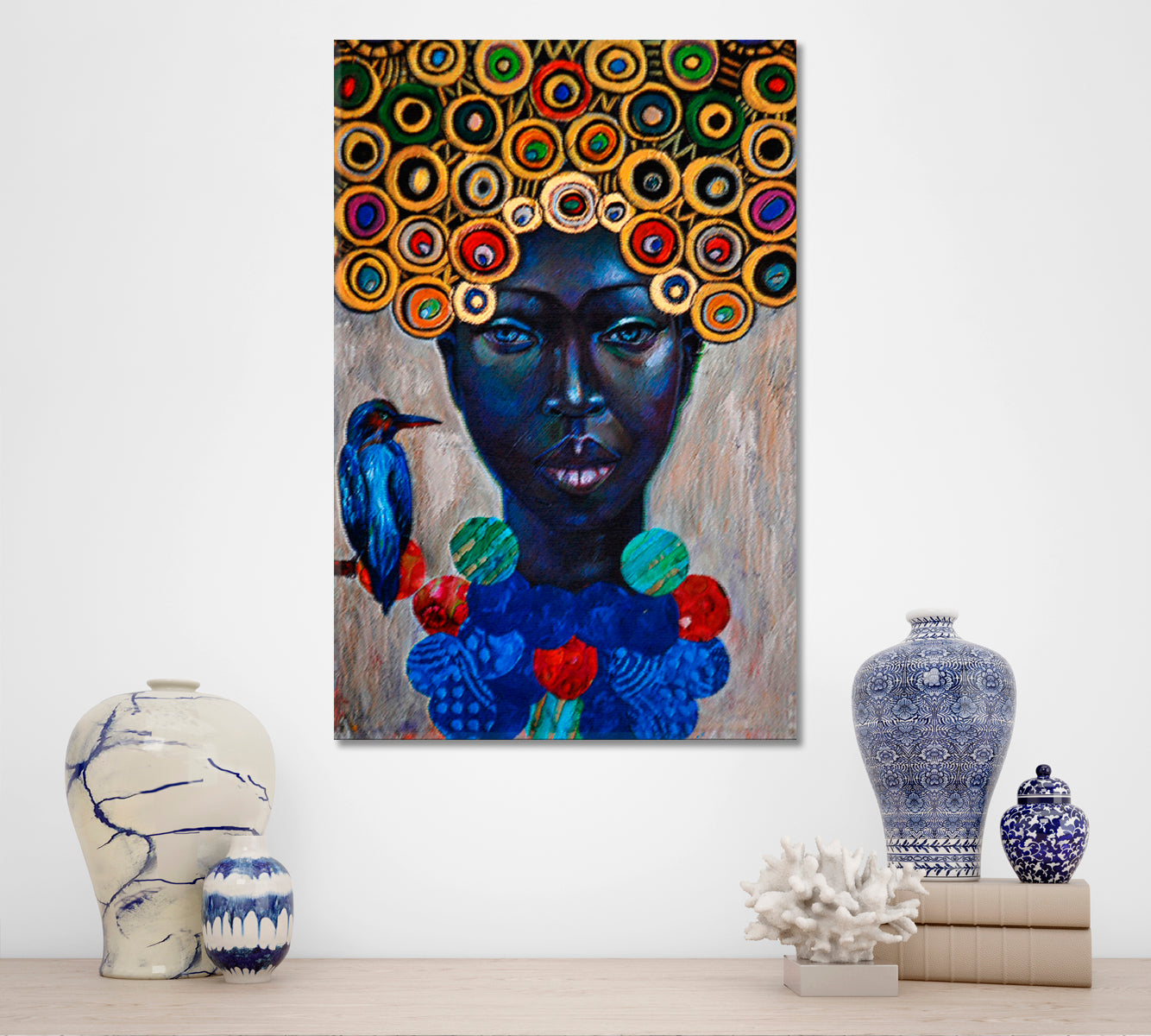 FINE ART African Look Beautiful Woman Canvas Print - Vertical African Style Canvas Print Artesty   