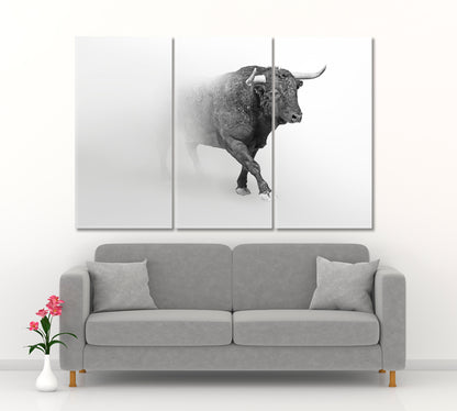 BULL IN THE MIST Wildlife Art Animal Grayscale Photo Poster Wild Life Framed Art Artesty   