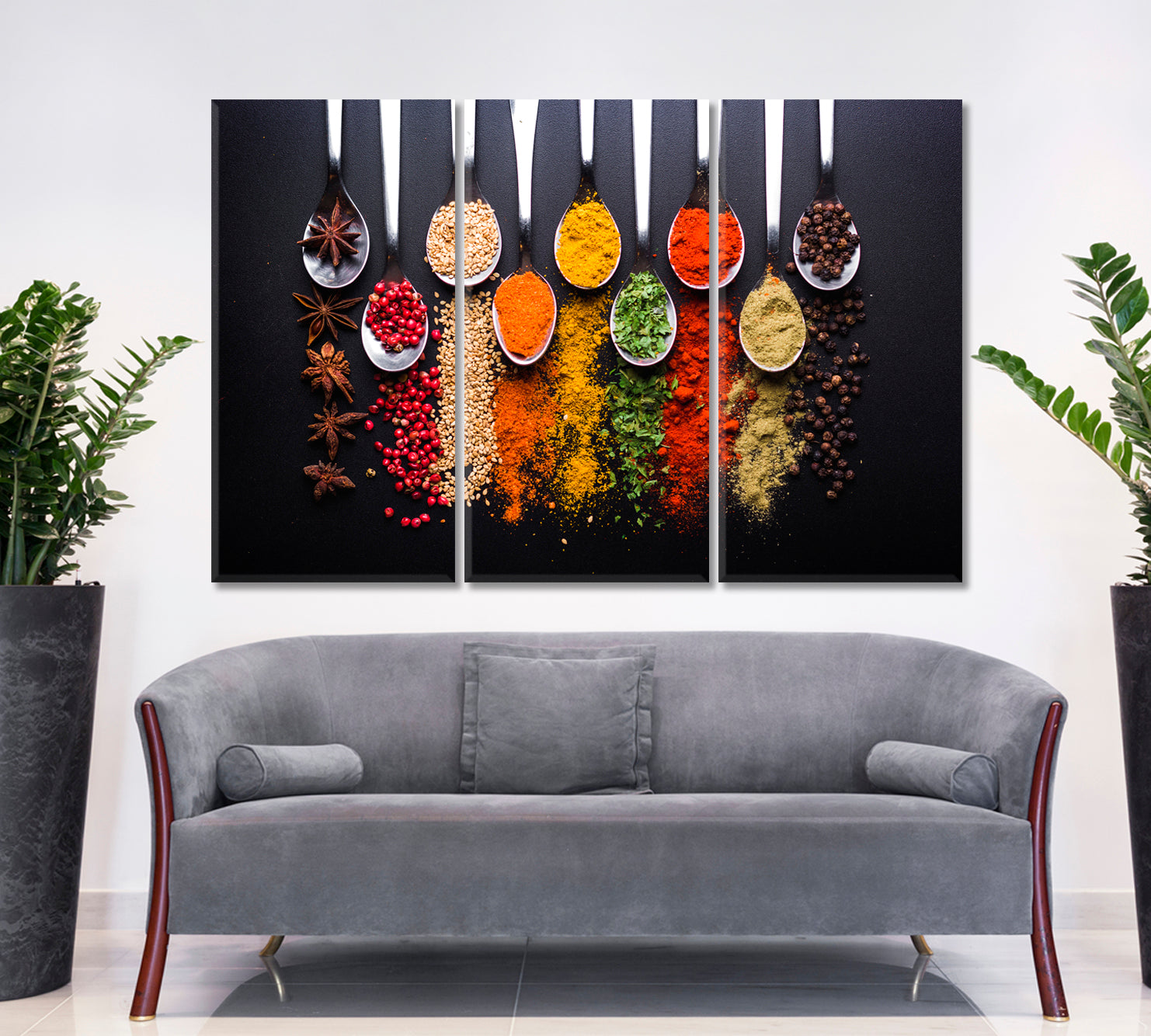 Spices And Condiments Poster Restaurant Modern Wall Art Artesty 3 panels 36" x 24" 