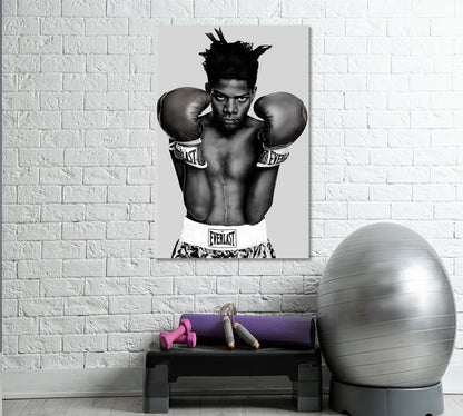 Basquiat Boxing Black White Portrait Contemporary Art Artesty   