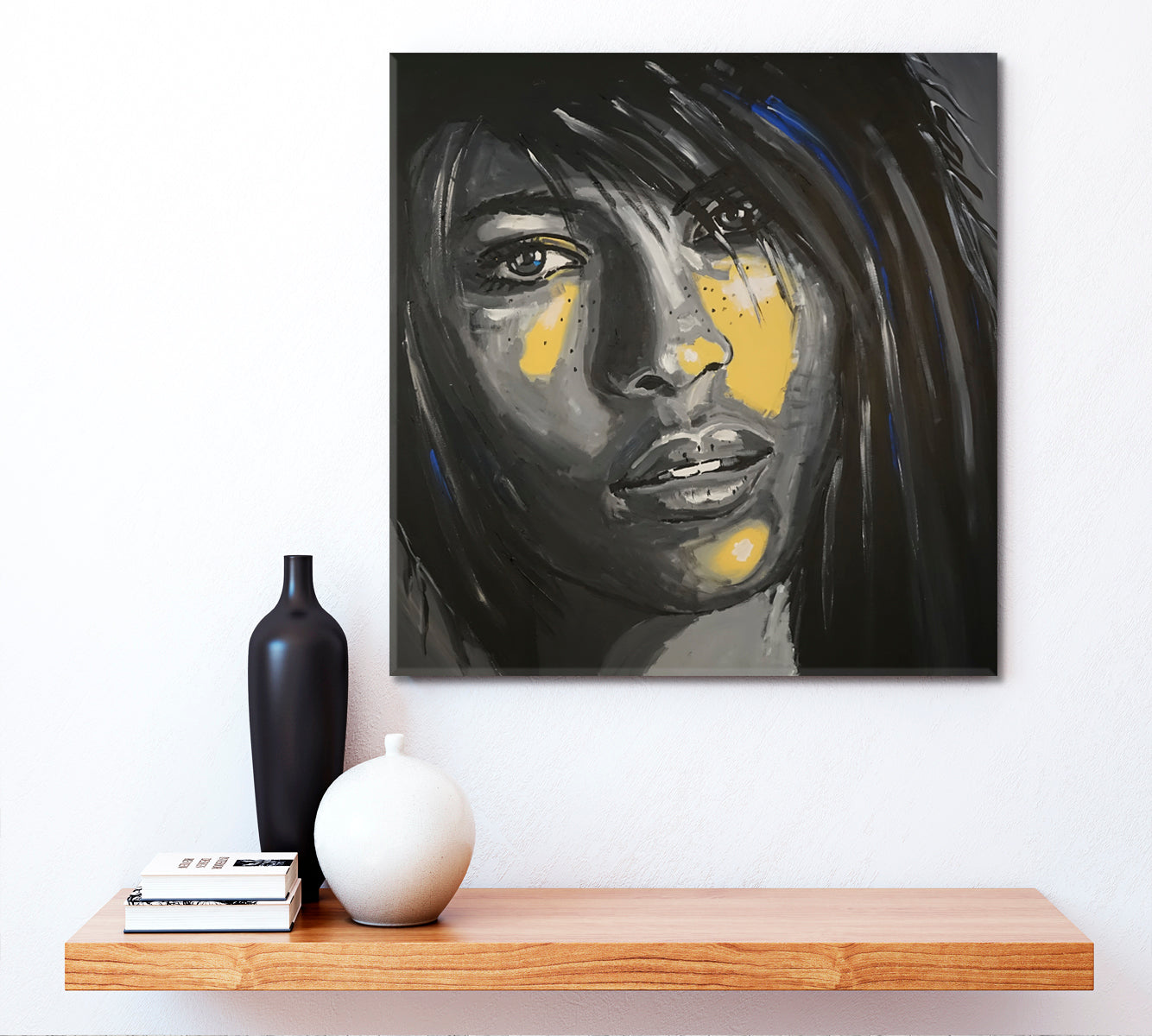 ABSTRACT REALISM Beautiful Woman Face Grunge Style Art | Square People Portrait Wall Hangings Artesty 1 Panel 12"x12" 