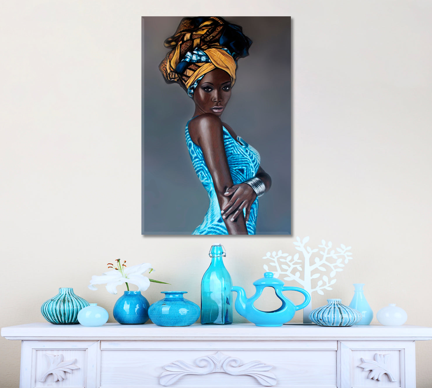 BLACK BEAUTY Beautiful African American Women Stylized Portrait African Style Canvas Print Artesty   