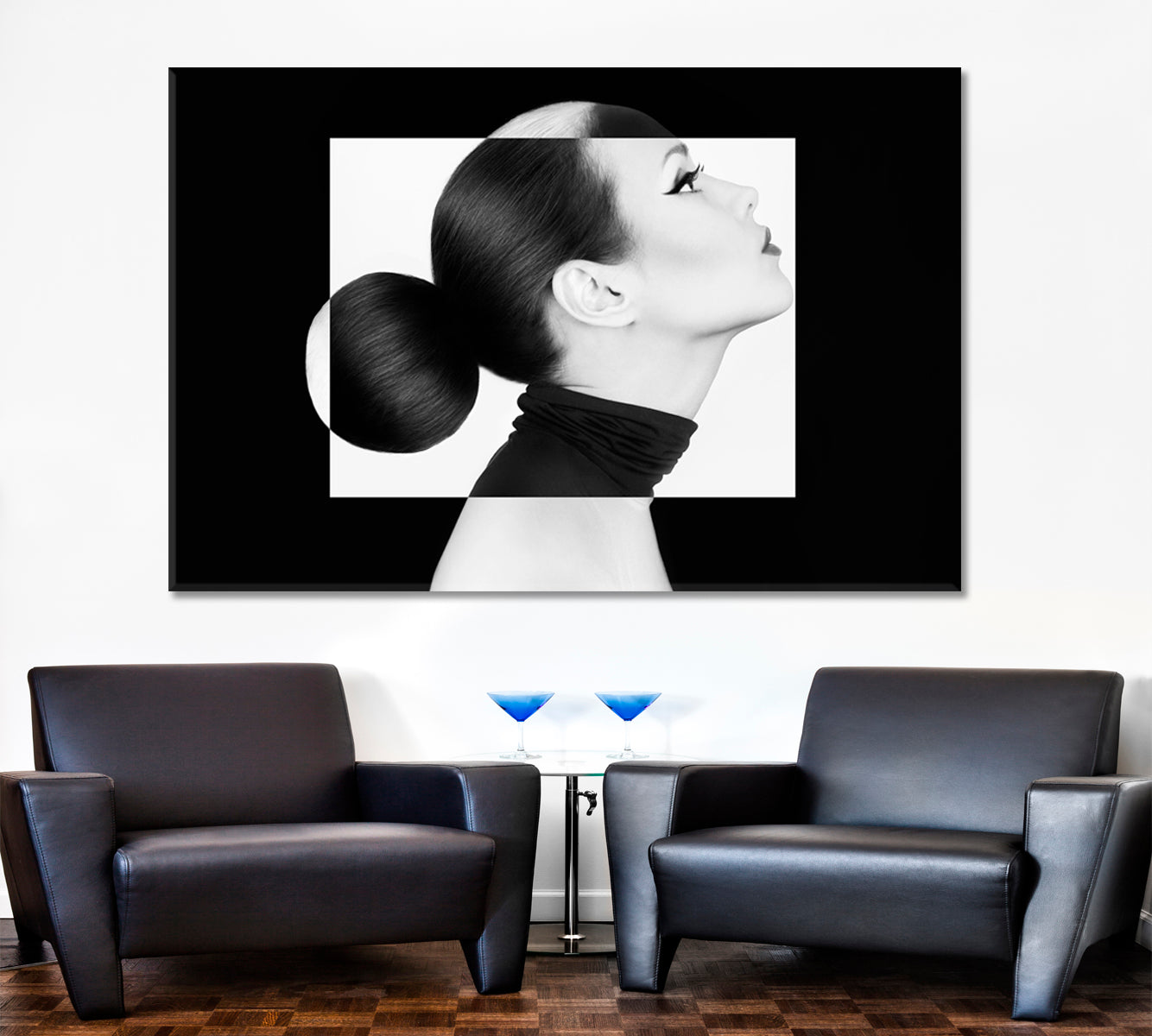 YIN YANG Black White Style Woman Fashion Portrait Black and White Wall Art Print Artesty   