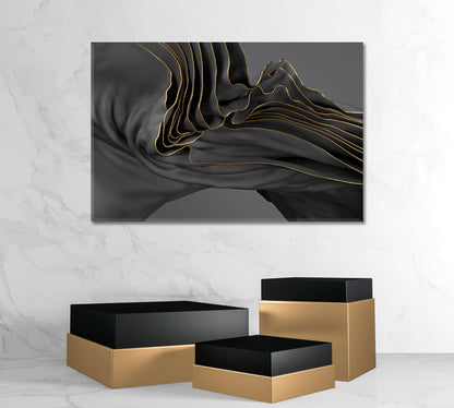 FLOW Beautiful Black Wavy Abstraction Abstract Art Print Artesty   