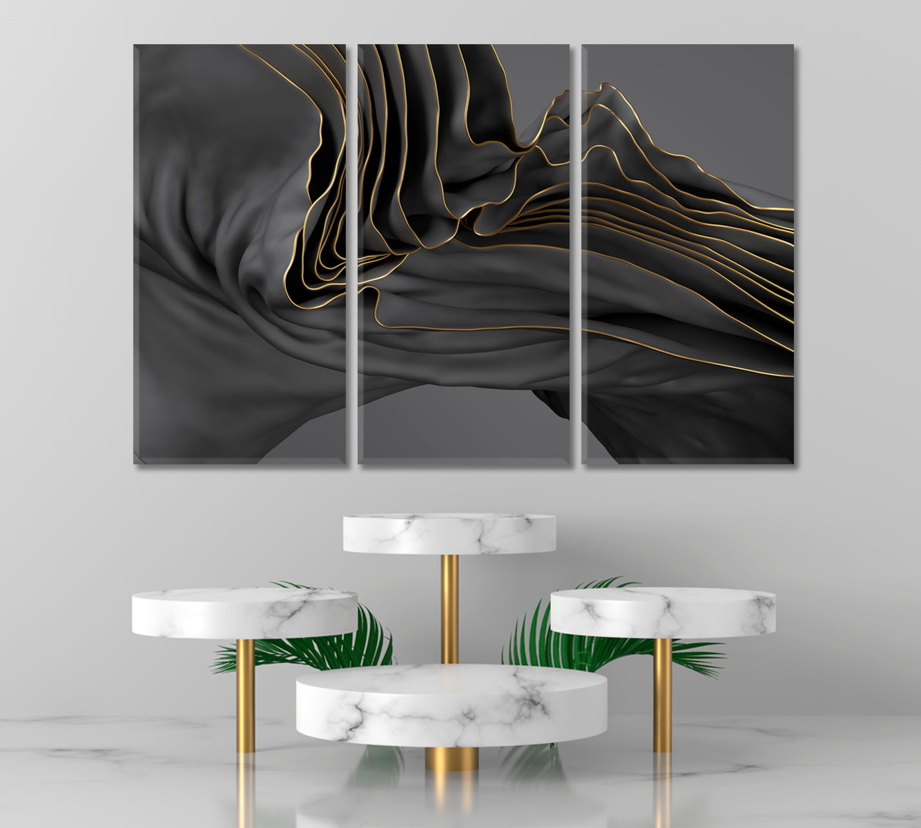 FLOW Beautiful Black Wavy Abstraction Abstract Art Print Artesty   