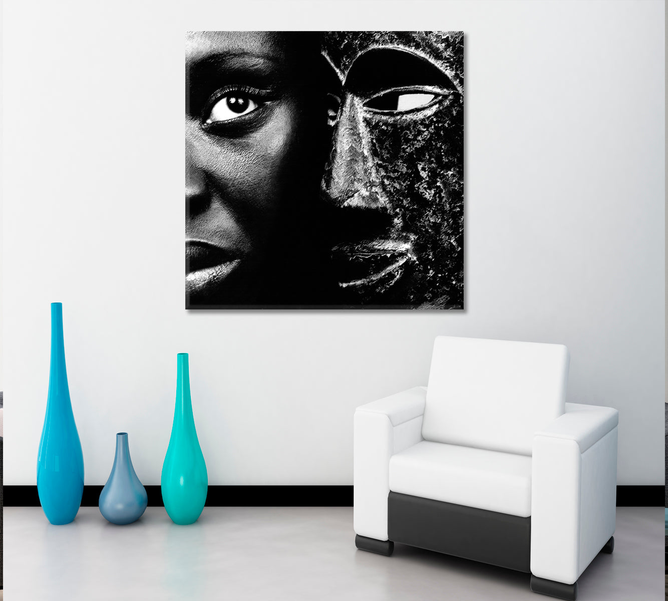 Black Mask African Beauty Contemporary Fine Art Abstract Art Print Artesty 1 Panel 12"x12" 