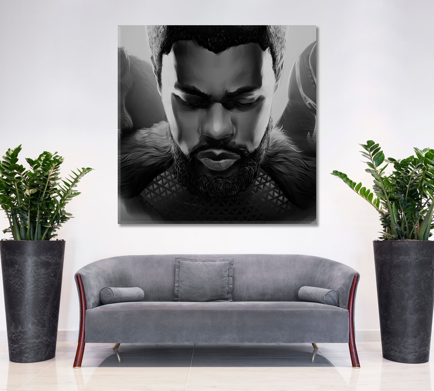 BLACK PANTHER Chadwick Boseman Black Panther Wakanda Forever - S Celebs Canvas Print Artesty 1 Panel 12"x12" 