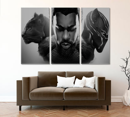 BLACK PANTHER Wakanda Forever B W Art Celebs Canvas Print Artesty   