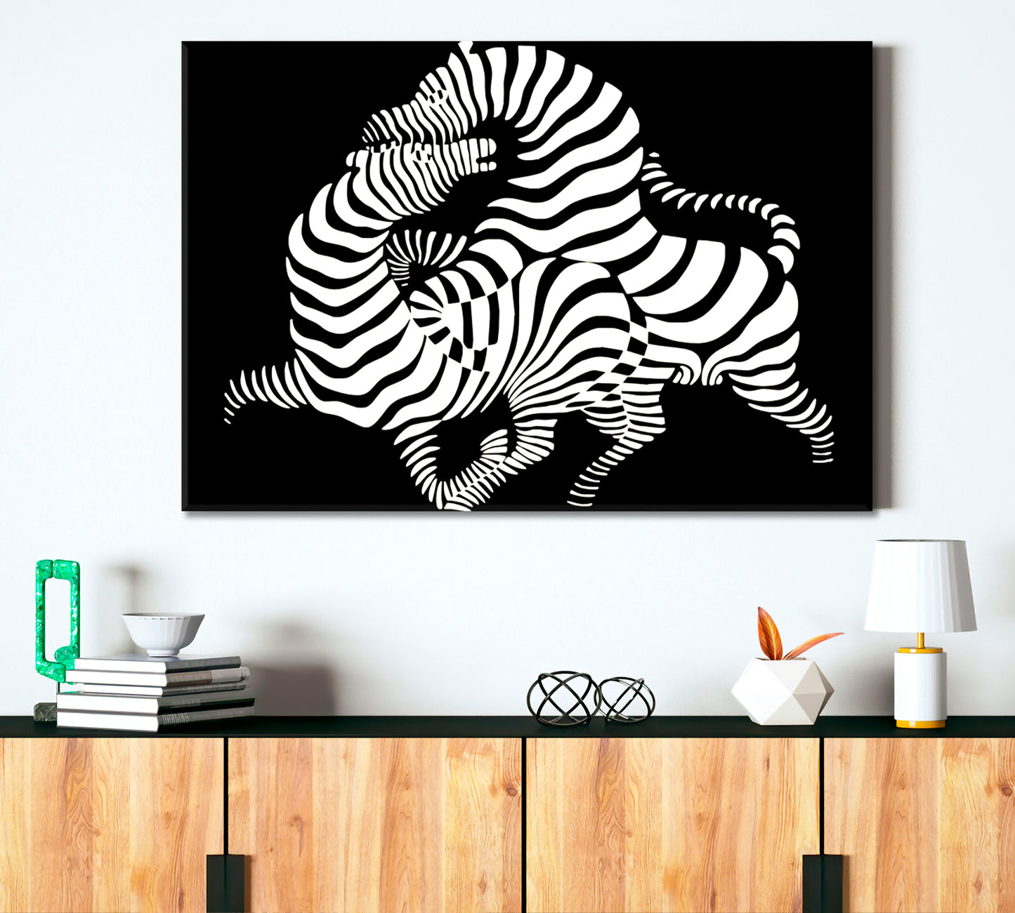 IN LOVE Twisted Zebras Vasarely Style Tricky Optical Illusion Op-art Contemporary Art Artesty   