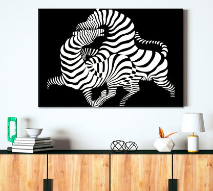 IN LOVE Twisted Zebras Vasarely Style Tricky Optical Illusion Op-art Contemporary Art Artesty   