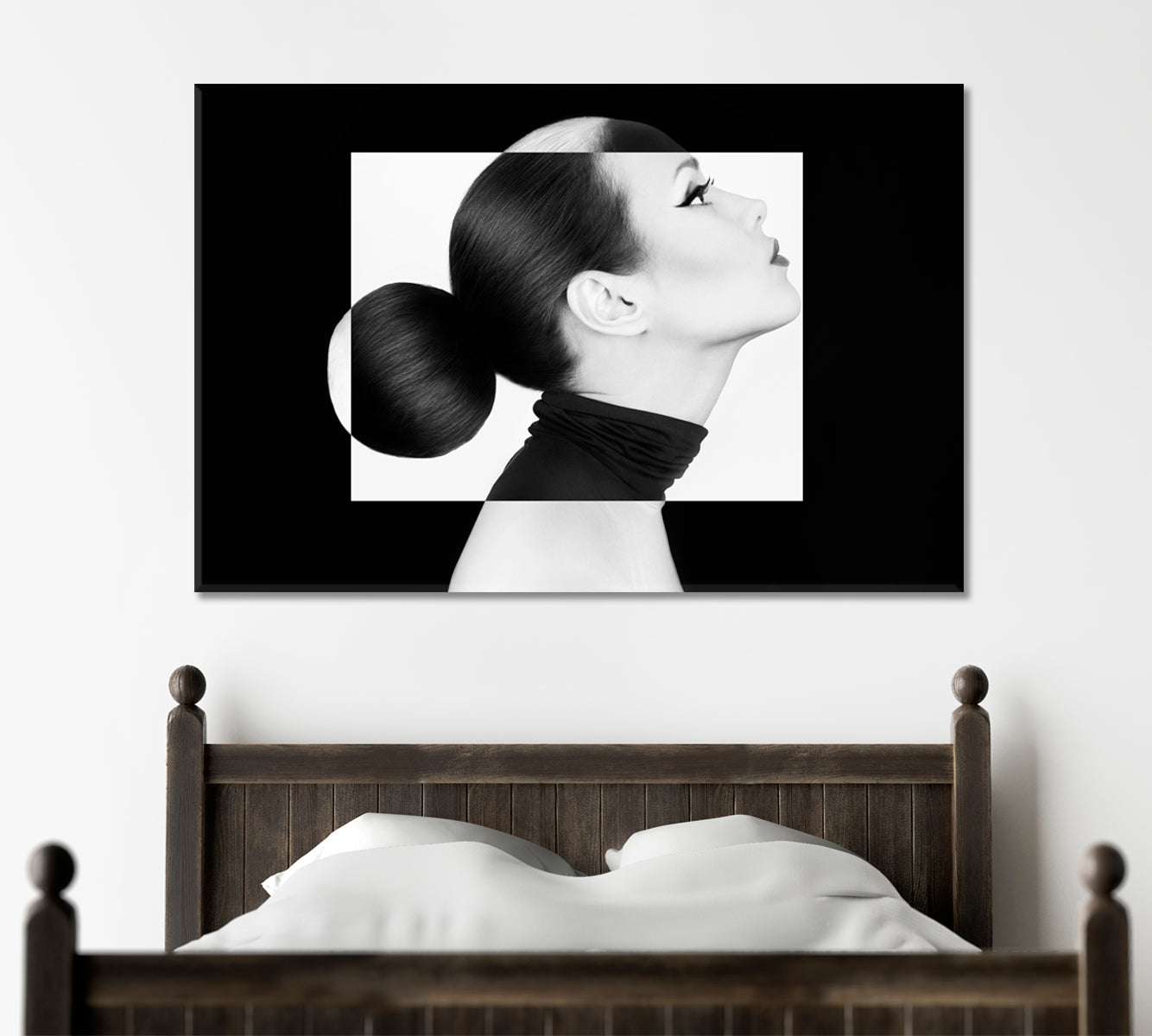 YIN YANG Black White Style Woman Fashion Portrait Black and White Wall Art Print Artesty   