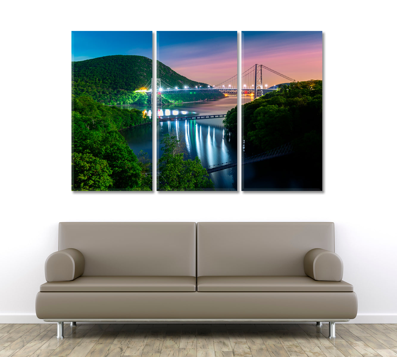 Bear Mountain Bridge Hudson River Valley New York State Famous Landmarks Artwork Print Artesty 3 panels 36" x 24" 