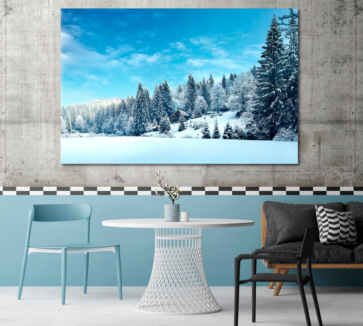 FABULOUS WINTER Snowy Mountain Forest Landscape Poster Scenery Landcape Artesty 1 panel 24" x 16" 