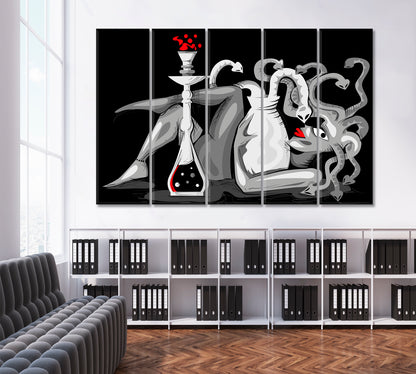 Abstract Woman Snake Head With Hookah Modern Artwork Abstract Art Print Artesty   