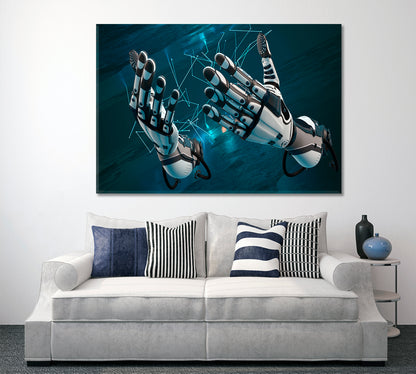 CYBER WORLD Robot Arms Futuristic Cyber Brain Technology Poster Business Concept Wall Art Artesty   