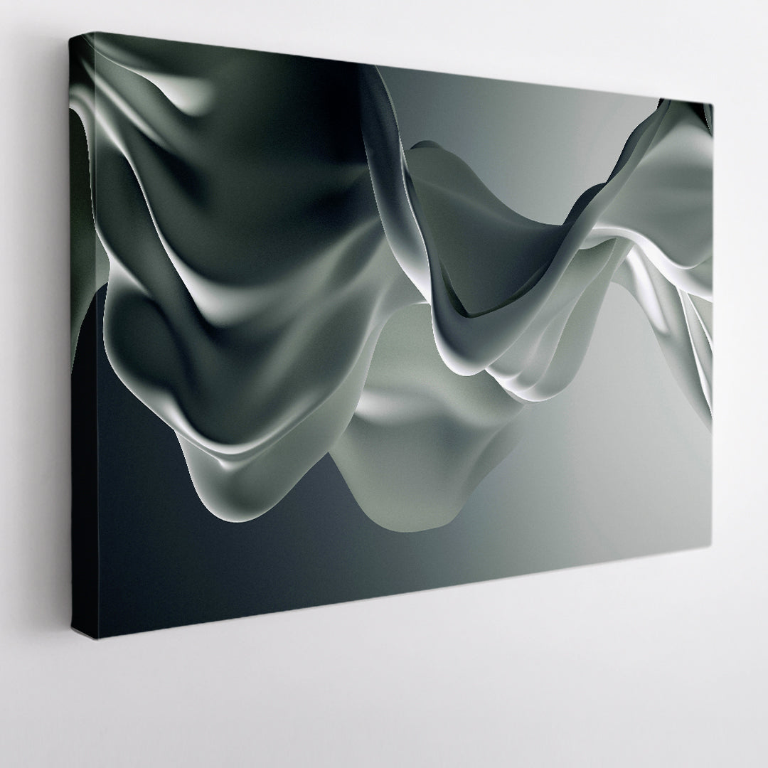 FLUTTERING SILK TRAIN Gray Luxury Elegant Fluid Splash 3d Effect Abstract Art Print Artesty   