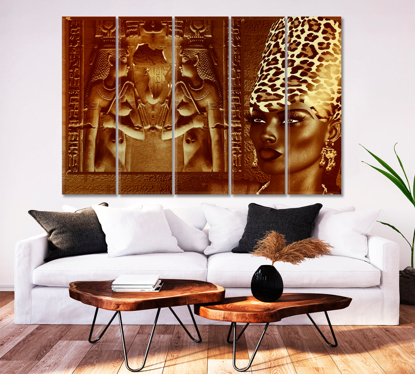 Egyptian Goddess Queen African Style Canvas Print Artesty 5 panels 36" x 24" 